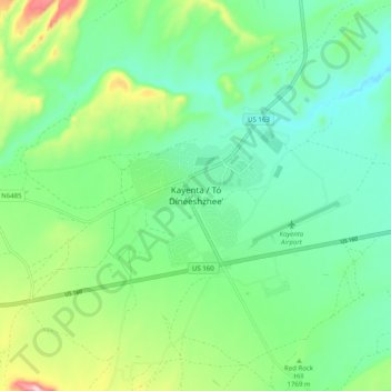 Kayenta topographic map, elevation, terrain