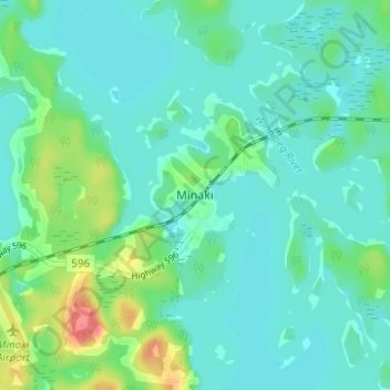 Minaki topographic map, elevation, terrain
