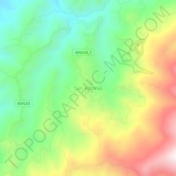 San Antonio topographic map, elevation, terrain