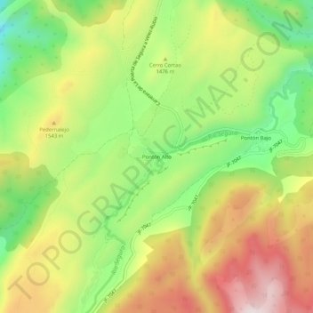 Pontón Alto topographic map, elevation, terrain