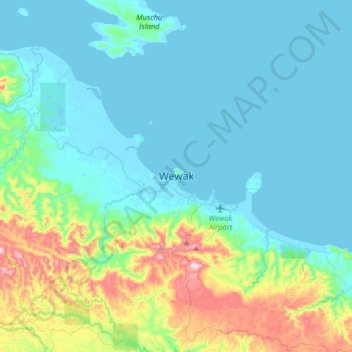 Wewak topographic map, elevation, terrain