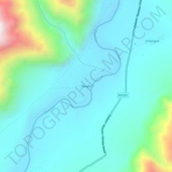 Rinam topographic map, elevation, terrain