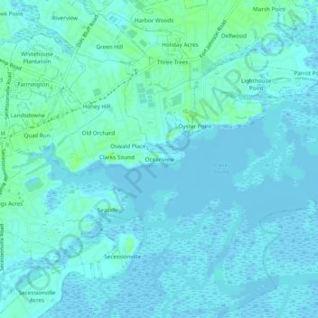 Oceanview topographic map, elevation, terrain