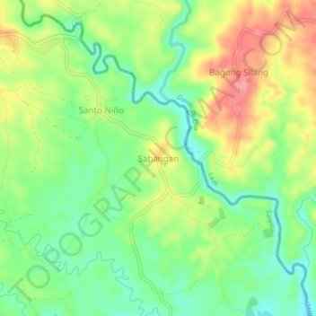 Sabangan topographic map, elevation, terrain