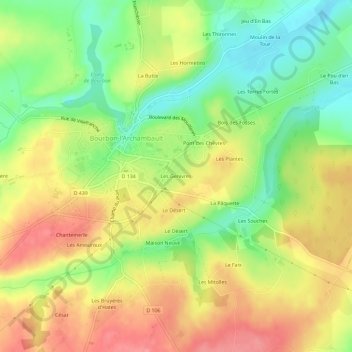 Les Genivres topographic map, elevation, terrain