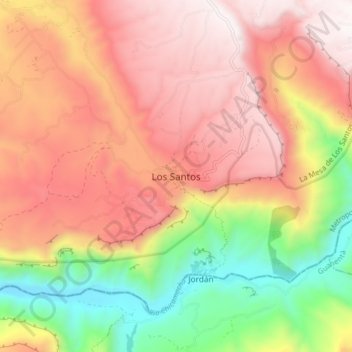 Los Santos topographic map, elevation, terrain