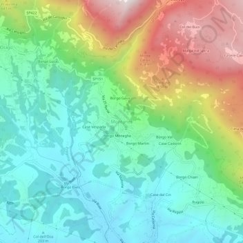 Montaner topographic map, elevation, terrain