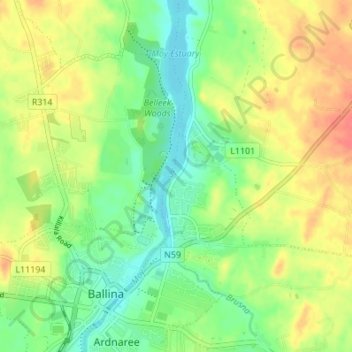 Quay Village topographic map, elevation, terrain