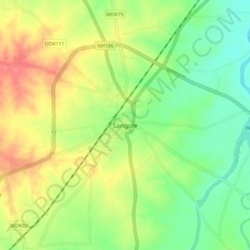 Sangole topographic map, elevation, terrain