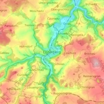 Elsterberg topographic map, elevation, terrain