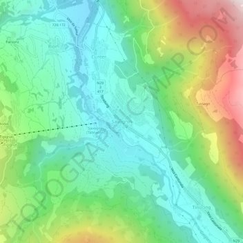 Savognin topographic map, elevation, terrain