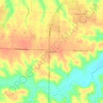 Castle Junction topographic map, elevation, terrain