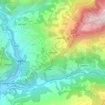 Sano Palati topographic map, elevation, terrain