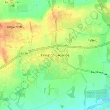 Kingston Bagpuize topographic map, elevation, terrain
