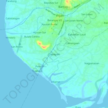 Caoayan topographic map, elevation, terrain