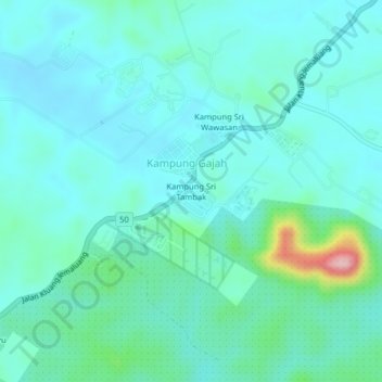 Kampung Sri Tambak topographic map, elevation, terrain