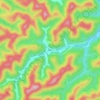 Nellis topographic map, elevation, terrain