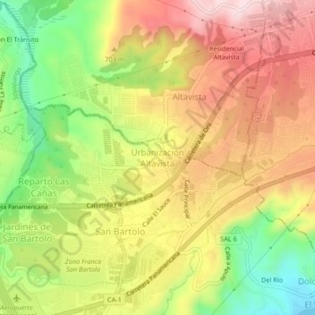 Urbanización Altavista topographic map, elevation, terrain