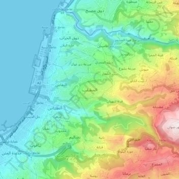 Mtaileb topographic map, elevation, terrain