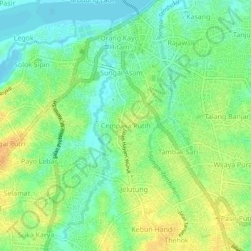 Cempaka Putih topographic map, elevation, terrain