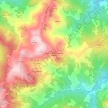 Casone di Monteacuto Ragazza topographic map, elevation, terrain