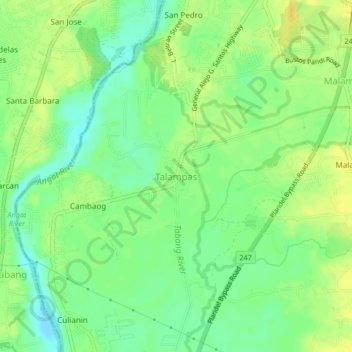 Talampas topographic map, elevation, terrain
