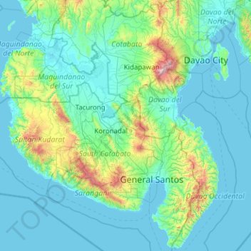 Quezon Range topographic map, elevation, terrain