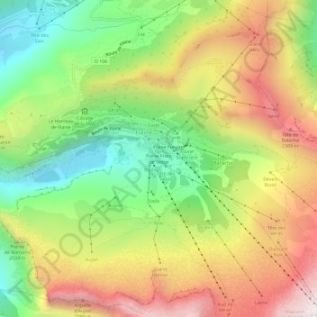 Flaine Front de Neige topographic map, elevation, terrain