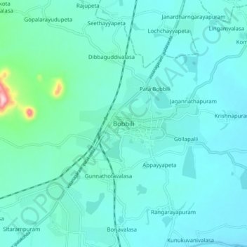 Bobbili topographic map, elevation, terrain