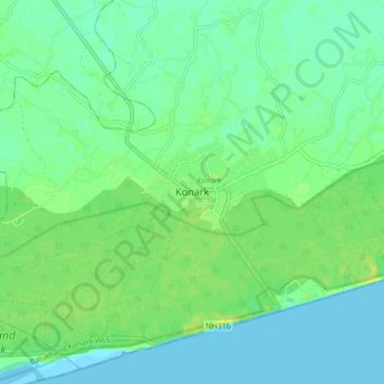 Konark topographic map, elevation, terrain