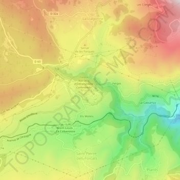 Mont-Louis topographic map, elevation, terrain