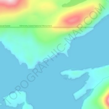 Hood Bay topographic map, elevation, terrain