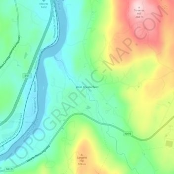 West Chesterfield topographic map, elevation, terrain