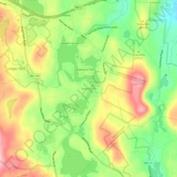 Leino Park topographic map, elevation, terrain