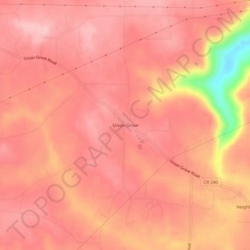 Union Grove topographic map, elevation, terrain