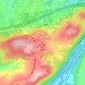 Morgan Hill topographic map, elevation, terrain