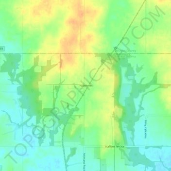 Nowhere topographic map, elevation, terrain
