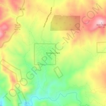 Ponderosa Park topographic map, elevation, terrain