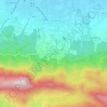 Bellapais topographic map, elevation, terrain