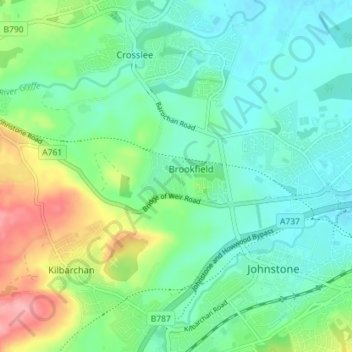 Brookfield topographic map, elevation, terrain