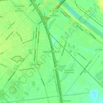 Alexandria Junction topographic map, elevation, terrain