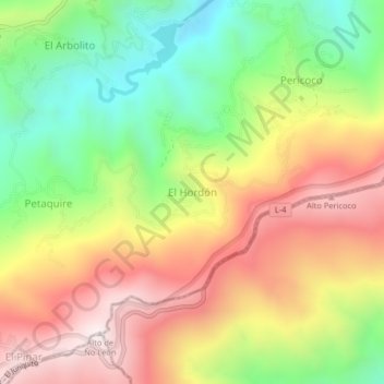 El Hordón topographic map, elevation, terrain