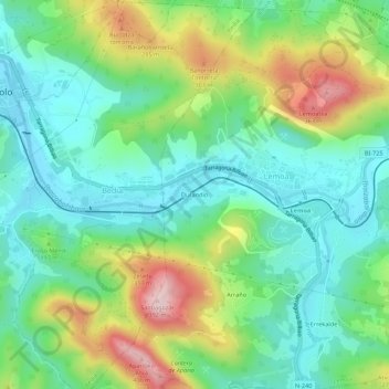 Durandio topographic map, elevation, terrain