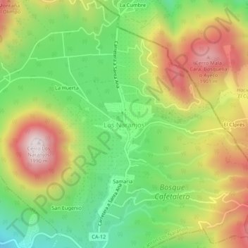 Los Naranjos topographic map, elevation, terrain