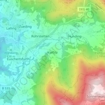Kieflitz topographic map, elevation, terrain