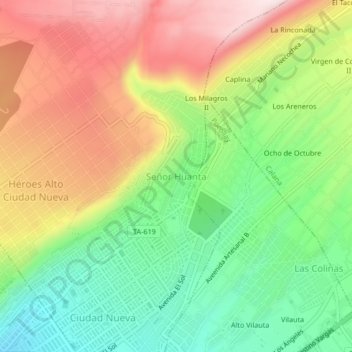 Señor Huanta topographic map, elevation, terrain