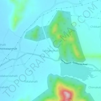 Sabbanahalli topographic map, elevation, terrain
