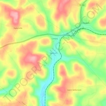 Starford topographic map, elevation, terrain
