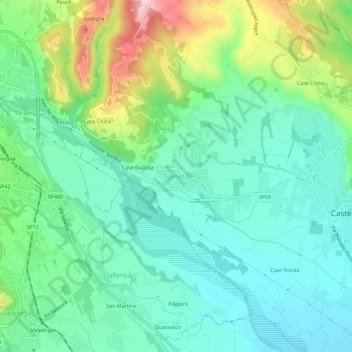 Spineto topographic map, elevation, terrain