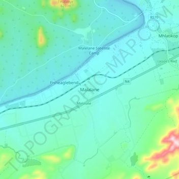 Malalane topographic map, elevation, terrain